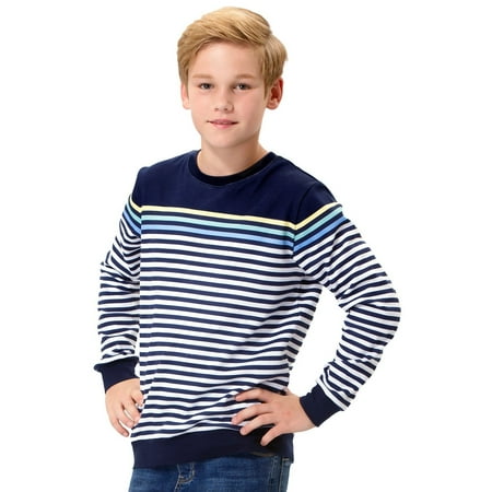 Leo&Lily Big Boys Kids Cotton Stripes Crew Sweatshirt T-Shirts