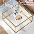 thumbnail image 7 of Glass Coffee Table Modern Center Table,Minimalist Coffee Table Sofa Side Tea Table for Living Room,Tempered Glass-top with Sturdy Metal Frame, Easy Assembly,26.4 x 26.4 x 15.7 Inches, Gold, 7 of 7