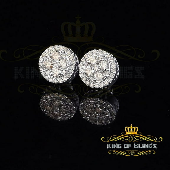 King of Bling's 10K Real Yellow Gold Real Diamond 1.25CT Men's/Women's Stud Round Earring