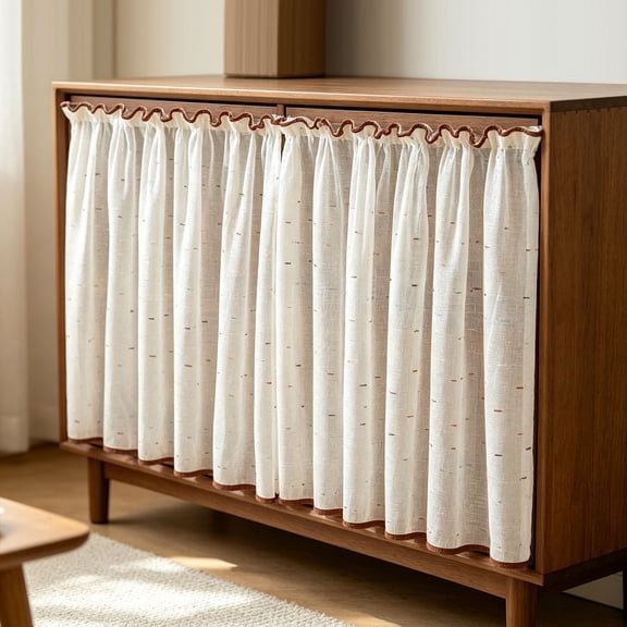 Talqzovs No-drill Cabinet Curtain ,Dust Resistant Short Shelf Cover, Closet Curtains for Shelves, Privacy Closet Curtain Dust 36x24in