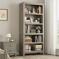 thumbnail image 6 of 71" Tall 31.5" Width 5 Tier Farmhouse Bookcase w/Adjustable Shelves , with Wooden Legs, for Living Room Office Library, 6 of 8