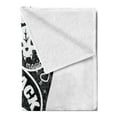 thumbnail image 2 of Modern Soft Flannel Fleece Throw Blanket, Black Fortune Magician Skull Cat Drawing with Part Words Artwork Image, Cozy Plush for Indoor and Outdoor Use, 70" x 90", Black and White, by Ambesonne, 2 of 5