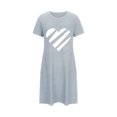thumbnail image 5 of Xfvqtps Valentine's Day Nightgown for Women Plus Size Stripe Love Print Short Sleeve Crew Neck Solid Color Lightweight Soft Comfortable Pajamas Dark Gray, 5 of 6