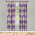 thumbnail image 3 of Ambesonne Colorful Curtains, Chevron Small Strikes, Pair of 28"x63", Purple Khaki Blue, 3 of 5