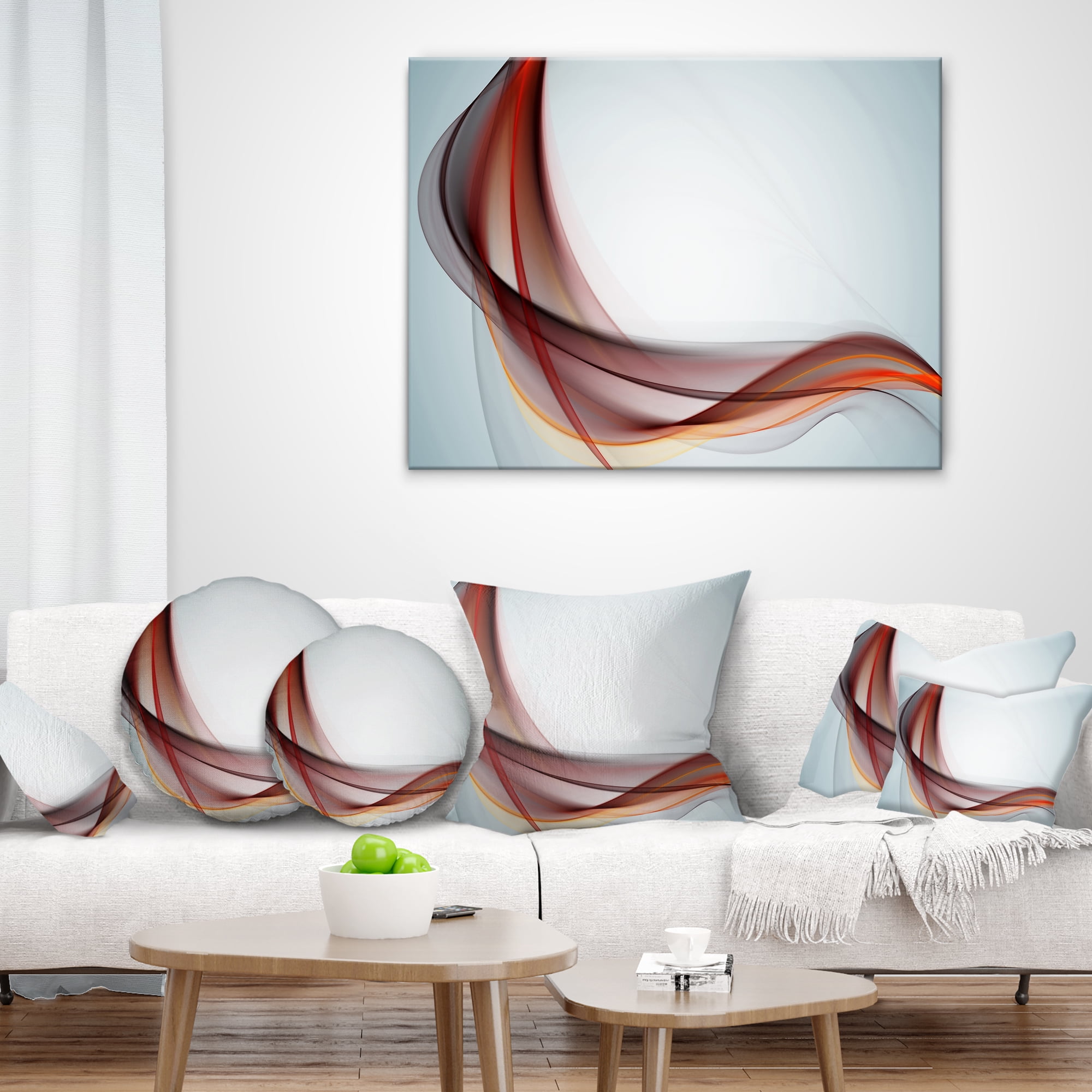 Designart Abstract Brown Upward Waves - Abstract Throw Pillow - 18x18