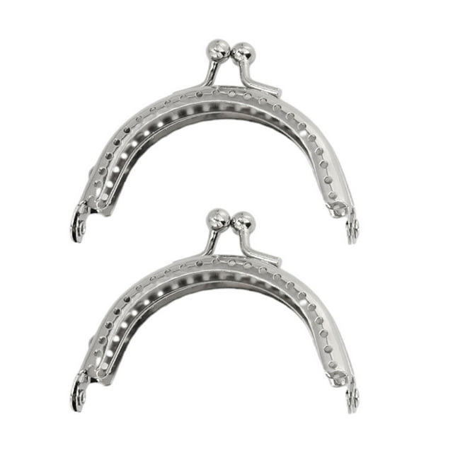 tssuouriy 2piece Metal Purse Frame Kiss Clasp Lock For Easy DIY Crafts Metal Frame Kiss Clasp Lock Made With Plastic Widely Used silver 6.5CM 1Set