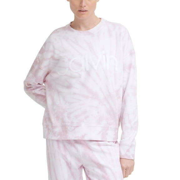 Calvin Klein Womens Performance Logo Tie-Dyed French Terry Sweatshirt,Sydney Zrt,Large