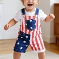 thumbnail image 5 of ATOGUTA Boys Short Overalls Kids Summer Straps 4th of July Jumpsuits Jeans Shortalls Size 1T-5T, Red, 5 of 6