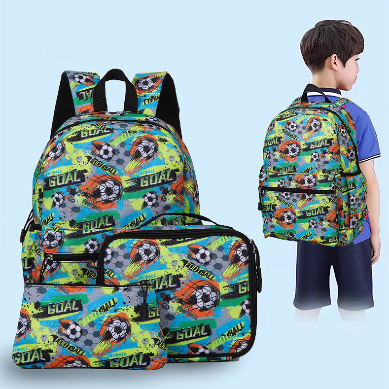 Backpack for Young Adults 3-Piece Set with Pencil Case Durable for 1-3 Grade Collage Users