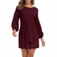 thumbnail image 2 of Vestido De Cóctel,Vestido Corto De Manga Larga De Linterna Con Lazo En La Cintura Mini Vestido Con Lazo En La Cintura Calidad De Nivel Superior, 2 of 6