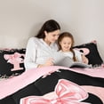 thumbnail image 4 of Erosebridal Cute Bowknot Floral Bedding Comforter Set 7 Pieces, Black Pink Initial P Full Bedding Set, 4 of 7
