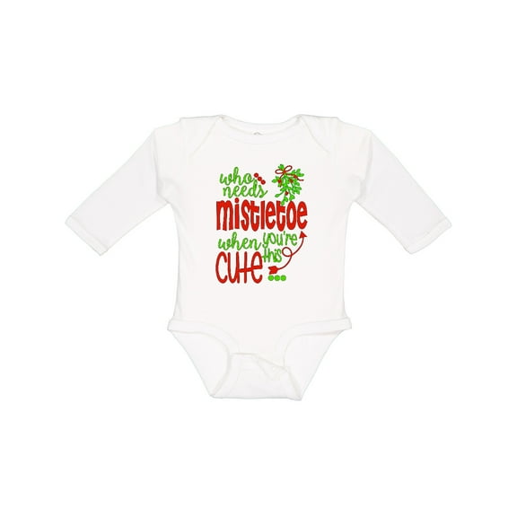 Inktastic Who Needs Mistletoe when You're This Cute Christmas Boys or Girls Long Sleeve Baby Bodysuit