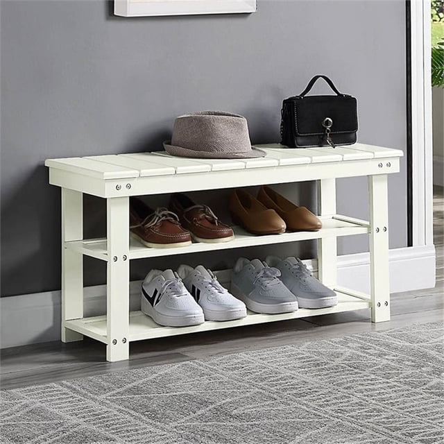 Banc Utilitaire pour Vestiaire avec Étagères, Fini Bois Ivoire Oxford