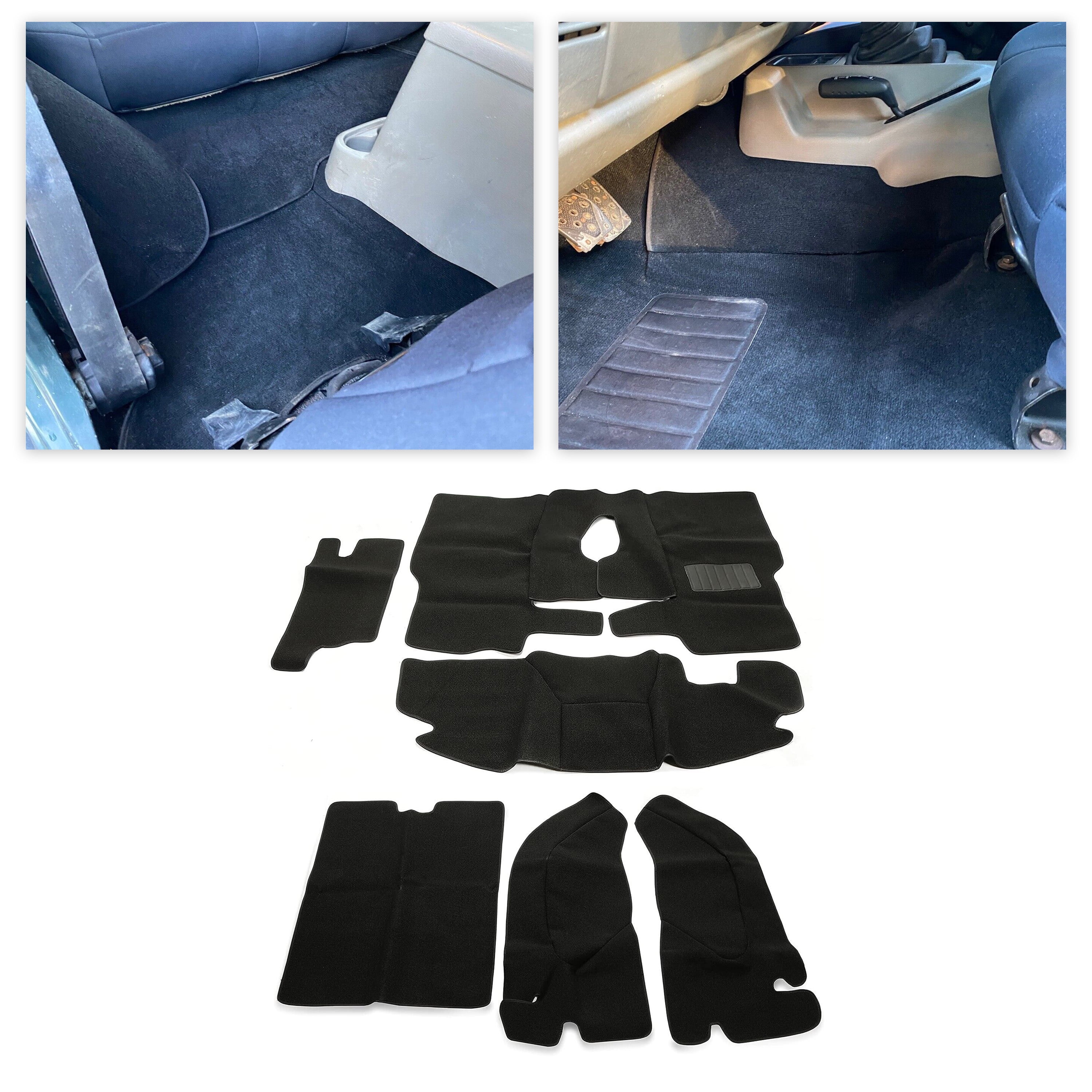 Kojem Full Set Carpet Kit Compatible with 1997-2006 Jeep Wrangler TJ  Interior Rug Floor Mat 6PCS Black 