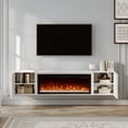 thumbnail image 3 of Boyel Living Floating Fireplace TV Stand, Wall Mounted TV Console w/ 36" Electric Fireplace, Living Room Storage Table, Modern Media Console for TVs Up to 80", White, 3 of 5