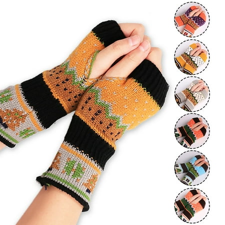 

Haykey Winter Gloves Women s Knitted Gloves Half Finger Gloves Olor Warm Christmas Gloves
