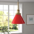 thumbnail image 2 of Evelyn&Zoe 8" Poppy Red/Brass Metal Pendant, 2 of 7