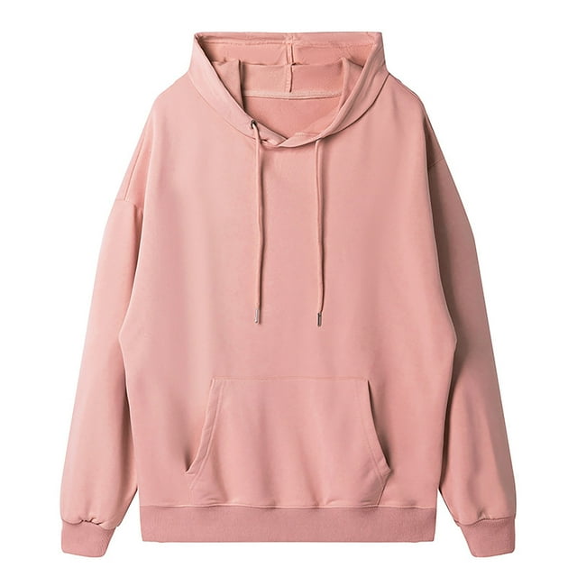 HBFAGFB Mens Hoodies Versatile Comfortable Pullover Sweatshirt Long Sleeved Fall Outfits Pink Size XXL