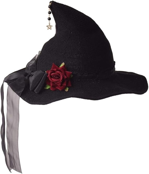 Knitted Wool Witch Hat with Wide Brim for Halloween Costume and Winter Wear