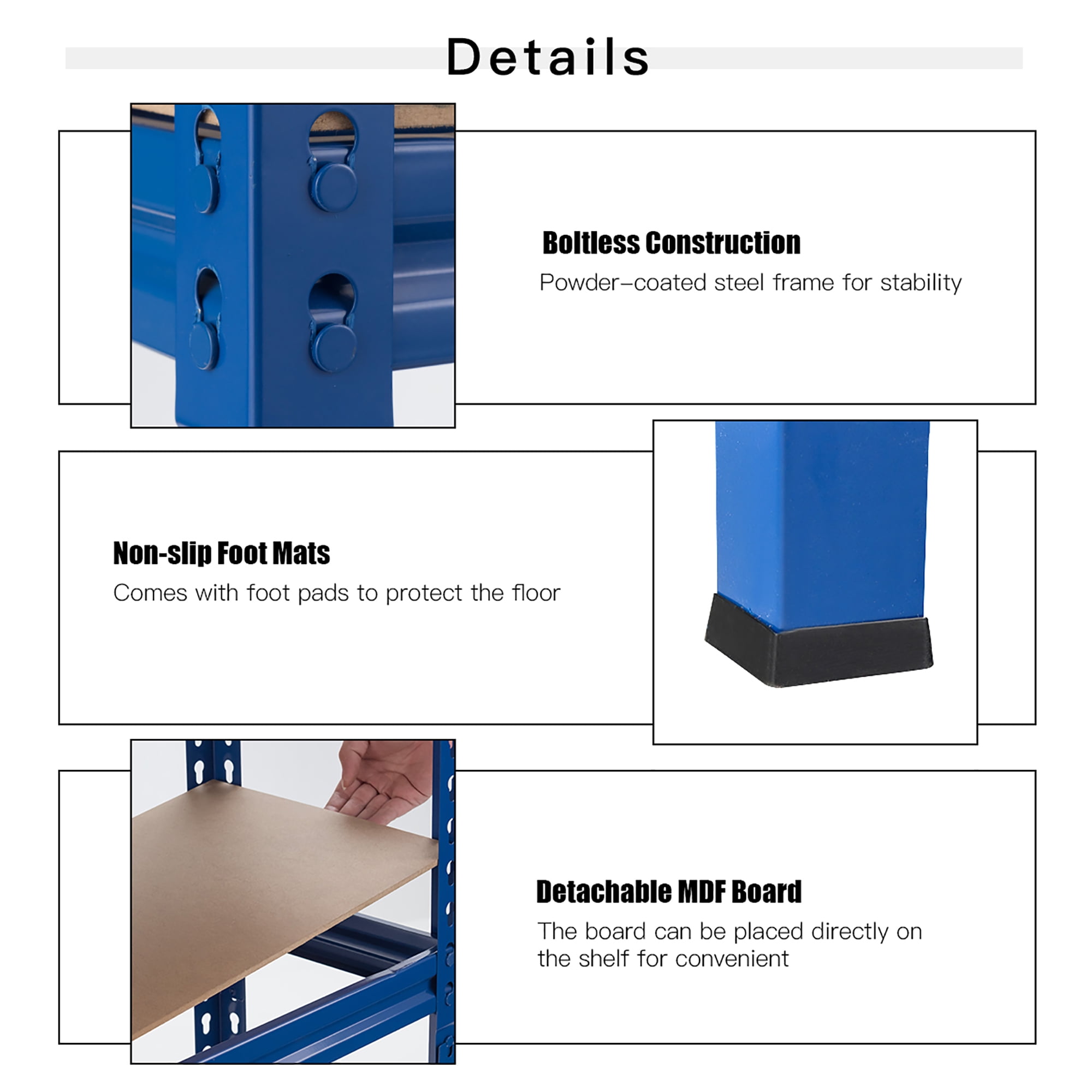 Costway 5-Tier Metal Storage Shelves 60'' Garage Rack W/Adjustable Shelves Blue