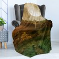 thumbnail image 4 of Nature Soft Flannel Fleece Throw Blanket, Exquisite Valley with Giant Full Moon Sky Enchanted Fantasy Scenery, Cozy Plush for Indoor and Outdoor Use, 50" x 70", Fern Green Cinnamon, by Ambesonne, 4 of 5