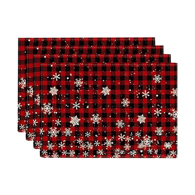 Binwennn 4PCS Christmas Placemat Flax Tablecloth Thermal Mat Kitchen Table Mat round Small Kitchen Table Set for 4 4 Home Plate Mat Set 4 round Table Coffee Table Mats Set Table Place Mats Indoor
