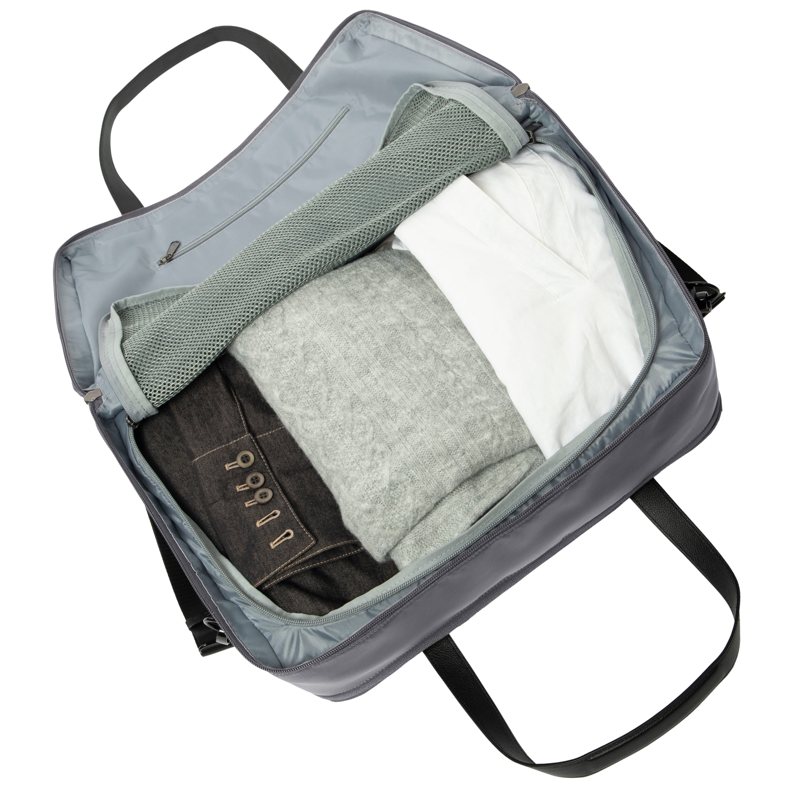 Protege 18" Carry on Adjustable Strap Weekender Duffel with Luggage Pass Through, Soothing Grey