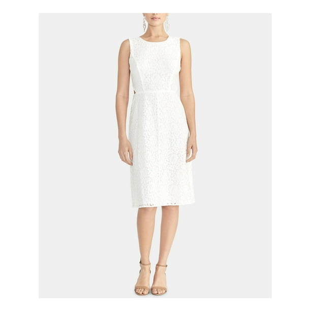 RACHEL ROY Womens White Sleeveless Jewel Neck Midi Sheath Formal Dress ...