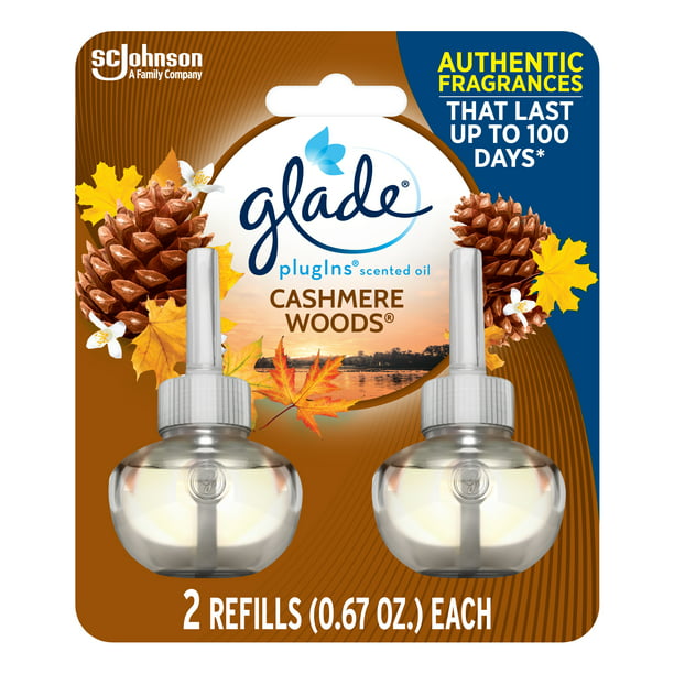 Glade Plugins Refill 2 Ct Cashmere Woods 1 34 Fl Oz Total Scented Oil Air Freshener Infused With Essential Oils Walmart Com Walmart Com