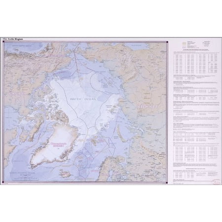42x63 Poster; Cia Map Of Arctic North Pole Region 2008