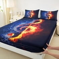 thumbnail image 3 of jejeloiu Music Melody Full Size Sheets,Musical Theme Bed Sheets,Blue Orange Black Sheet Sets For Kids,Super Cozy Room Decor,4pcs, 3 of 7