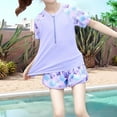 thumbnail image 2 of Bathing Suits Girls Floral 2 Piece Swimwear Set Japanese Style Split Polyester Training Swimsuit Toddler Swimsuit Blue, 2 of 3