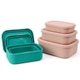 thumbnail image 4 of Namzi Silicone Food Storage Containers Set of 3 - Bento Lunch Box Silicone Container with Lid, Freezer Container Hard Shell Silicone Seal 2300ml (Green), 4 of 5