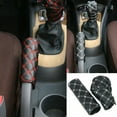 thumbnail image 3 of Opvise Car Faux Leather Gear Shift Knob Cover Hand Brake Cover Sleeve 2 in 1 Set, 3 of 5