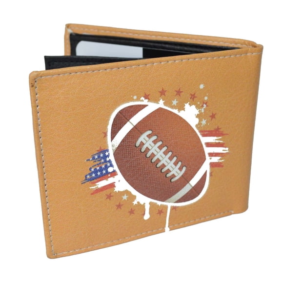 Leatherboss Printed American Football Sports theme Bifold Credit Card Cash Holder Wallet with Gift box for men