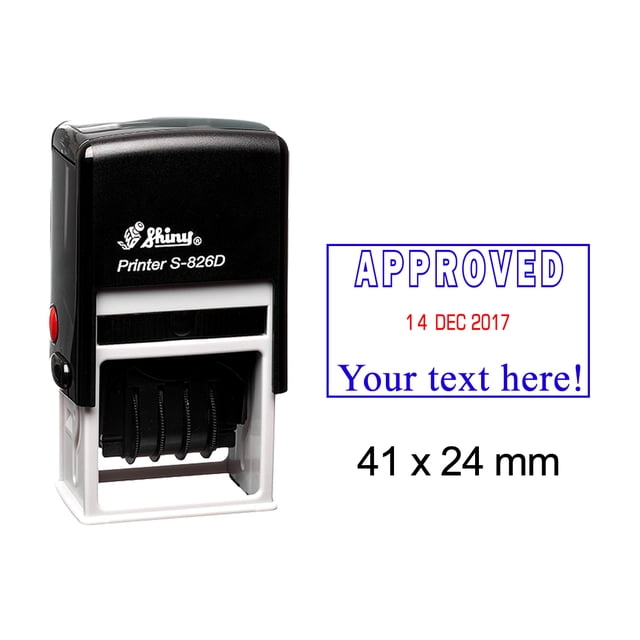 Self Inking Shiny Date Stamp With Approved & Text Ofiice Stationery Rubber Stamper S-826D