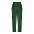 thumbnail image 5 of Karight Linen Pants for Women Summer Casual High Waisted Drawstring White Beach Pant Army Green, 5 of 6