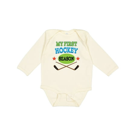 

Inktastic My First Hockey Season Gift Baby Boy or Baby Girl Long Sleeve Bodysuit