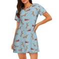 thumbnail image 1 of Disketp Dachshund Dog para Camisón Corto de Manga Corta para Mujeres, Camisón Cómodo con Escote Redondo, Bonito y Confortable, 1 of 6