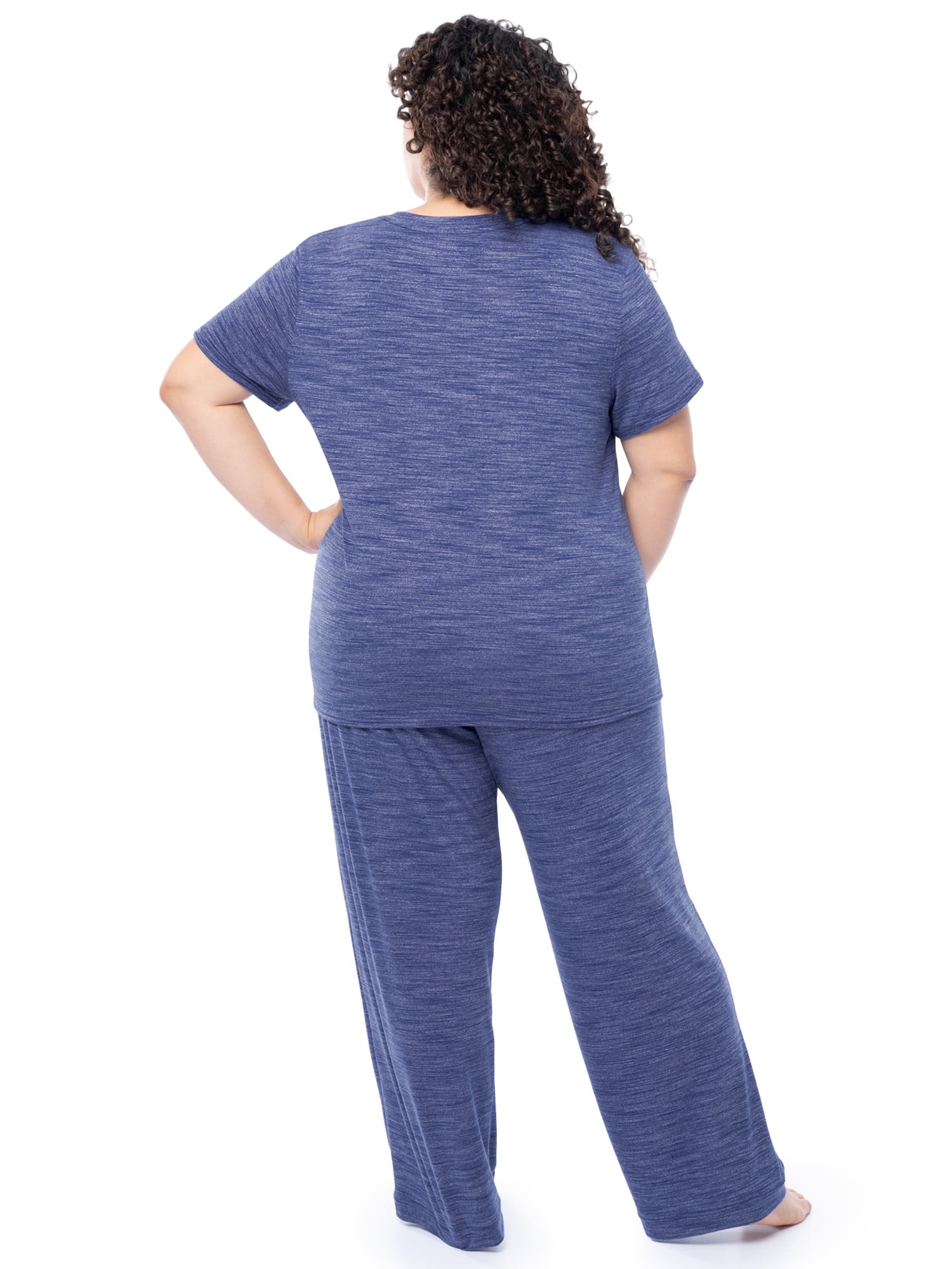 Fruit of the Loom Women's Soft & Breathable V-Neck Short Sleeve Top & Pajama Pant Set, Sizes S-4X