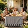 thumbnail image 3 of Checkered Desk Skirt,Ruffled Elastic Wrap Around Table Cover,Home Decor Table Skirt,72.1"×29.9"(Black), 3 of 3
