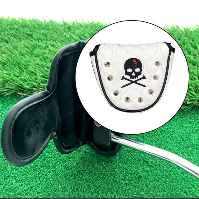 Cubierta del putter del mazo de golf Cola Skullembroidery blanco