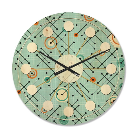 Designart 'Abstract Retro Design XIV' Mid-Century Modern Wood Wall Clock