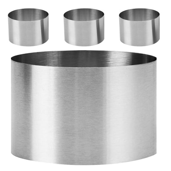 WHAMVOX  4 Pcs Donut Cutter Cake Mousse Ring Mold Molds for Baking Cookie Rings Kitchen Silver