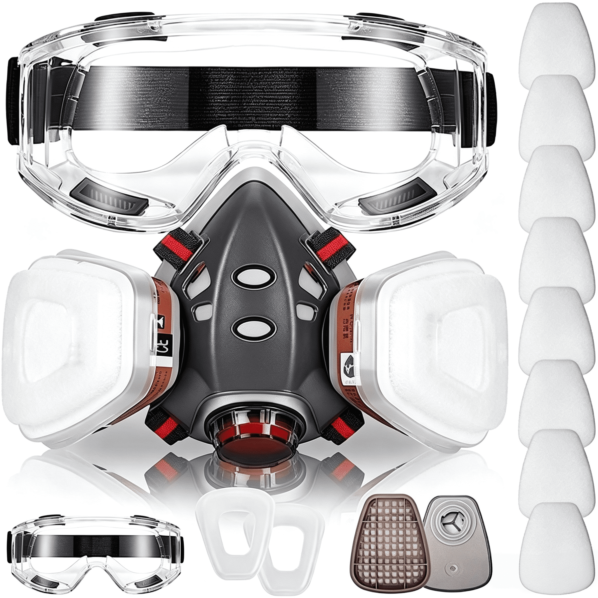 Reusable Half Face Cover, NASUM 308 Half Facepiece Respirator with