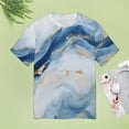 thumbnail image 4 of Marble Blue Greene Purple And Gold Stripes Women's T-Shirt Short Sleeve T Shirts Tops Tee Ladies Loose T, 4 of 6