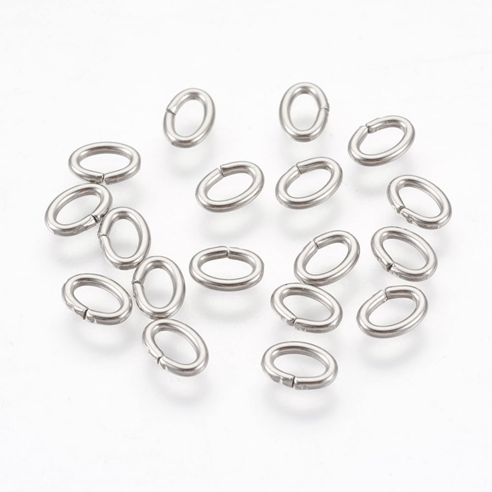 5000pc Resistant 304 Stainless Steel Jump Rings Jewelry Findings Closed but unsolder Oval Stainless Steel Color 18 Gauge 6x4x1mm Hole: 2x4mm