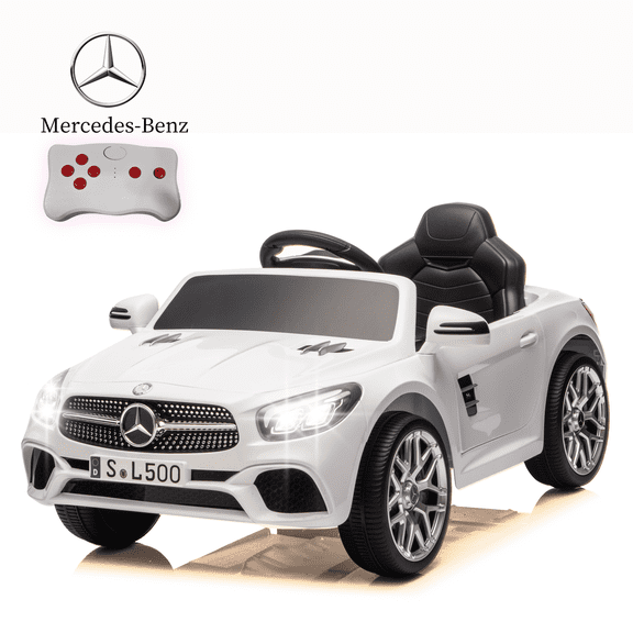 Xuanlur 12V Power Ride on Toys for Toddlers, Licensed Mercedes-Benz Ride on Cars for Kids, Kid Electric Car, Aged 1-4Y, White