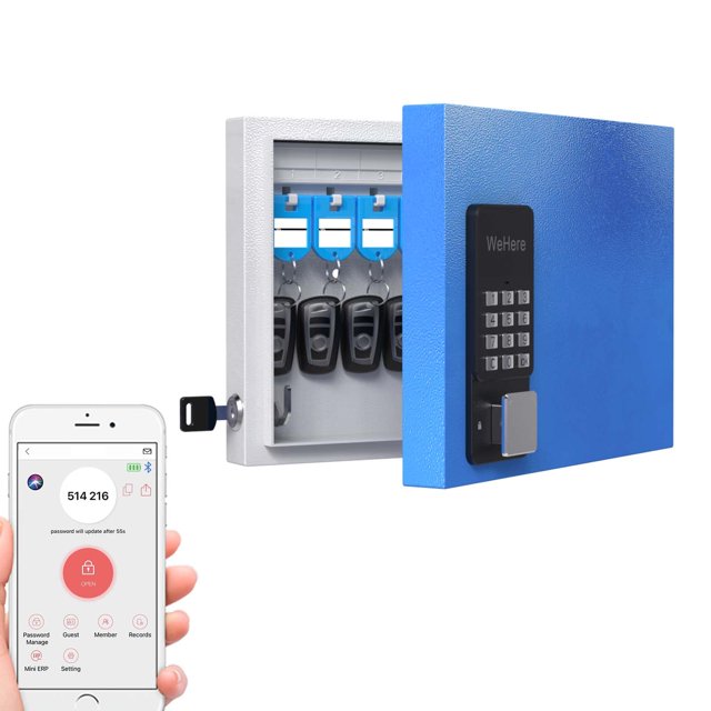 Soporte de pared WeHere para caja de seguridad con 16 teclas para Bluetooth/OTP/Wi-Fi