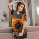 thumbnail image 3 of Disketp Sunset Coast Sunflower para Camisón Corto de Manga Corta para Mujeres, Camisón Cómodo con Escote Redondo, Bonito y Confortable, 3 of 6